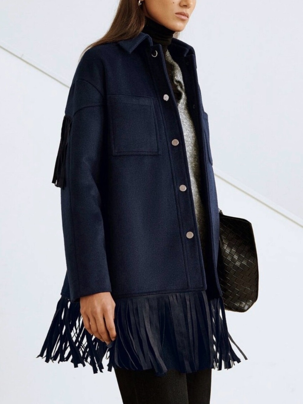 NWT 🫐 Commense Wool Fringe Jacket